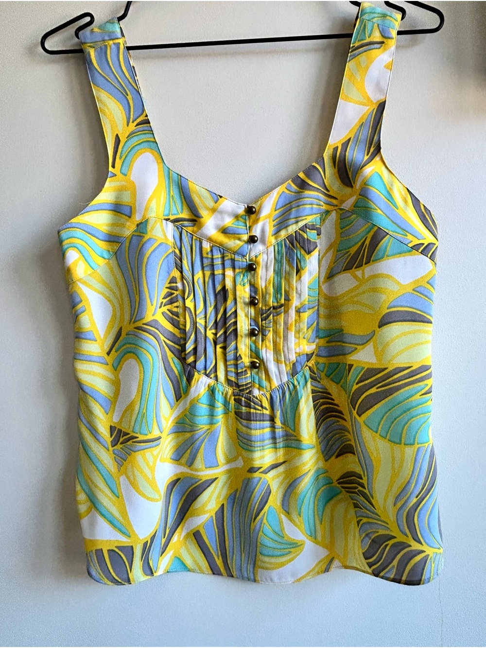 Banana Republic Yellow, Blue & Gray Abstract Print Camisole Top